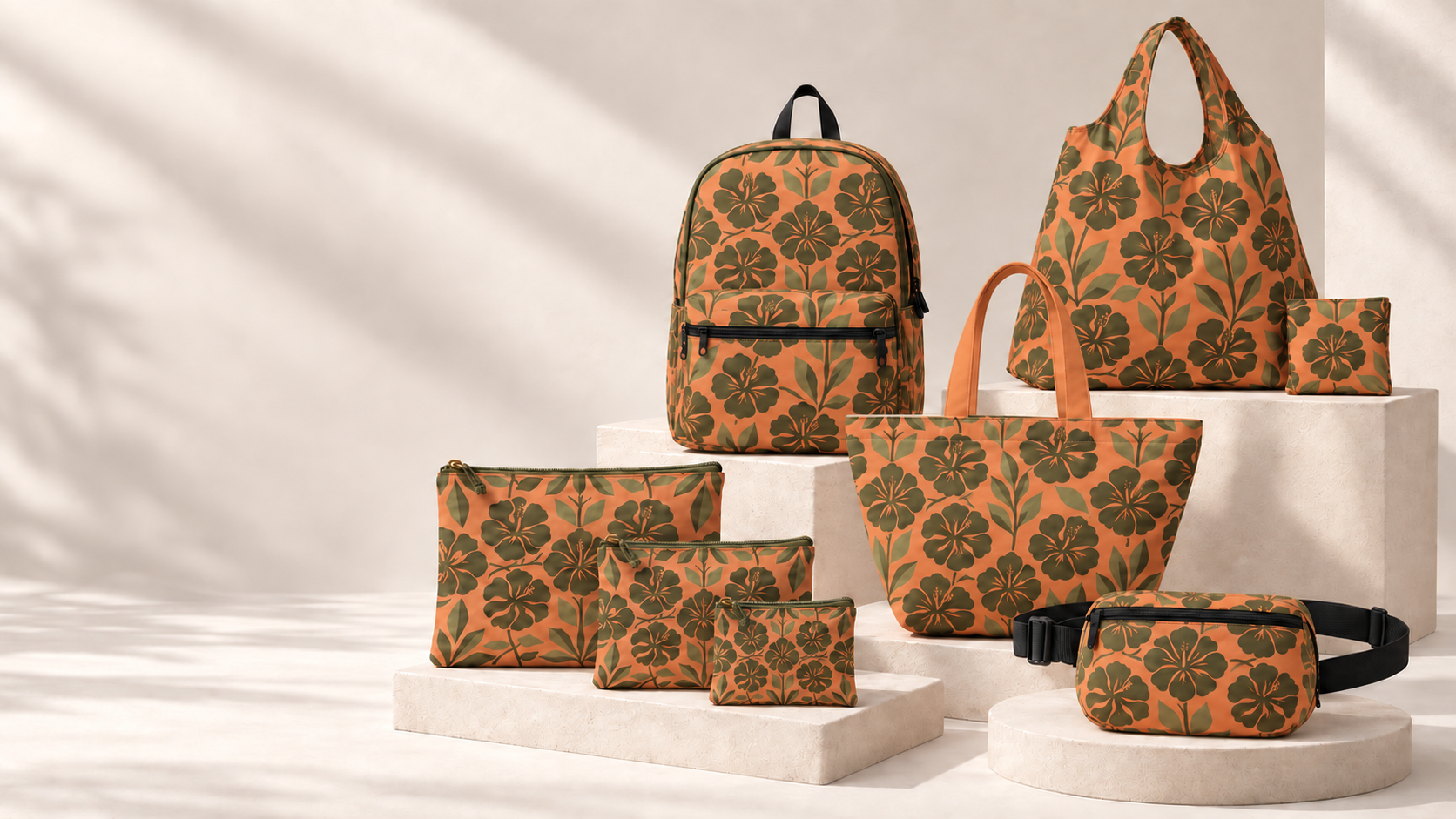 Orange floral custom bag collection