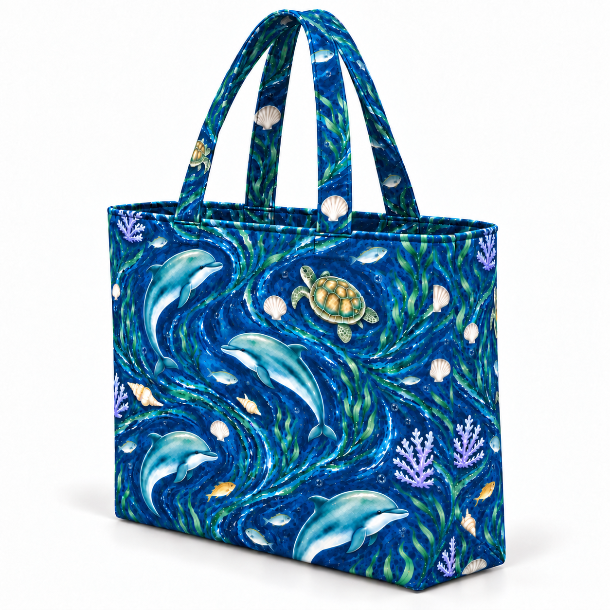 Custom Ocean Dolphin Curved Canvas Tote Bag Manufacturer