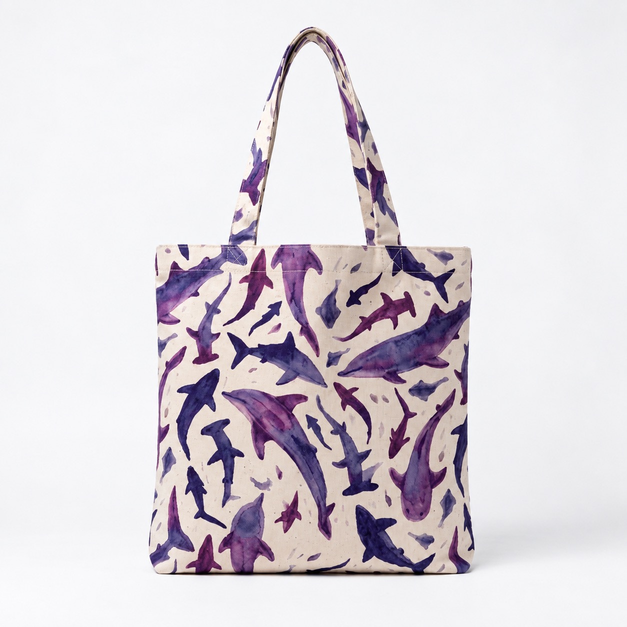 Custom Purple Shark Canvas Tote Bag Manufacturer