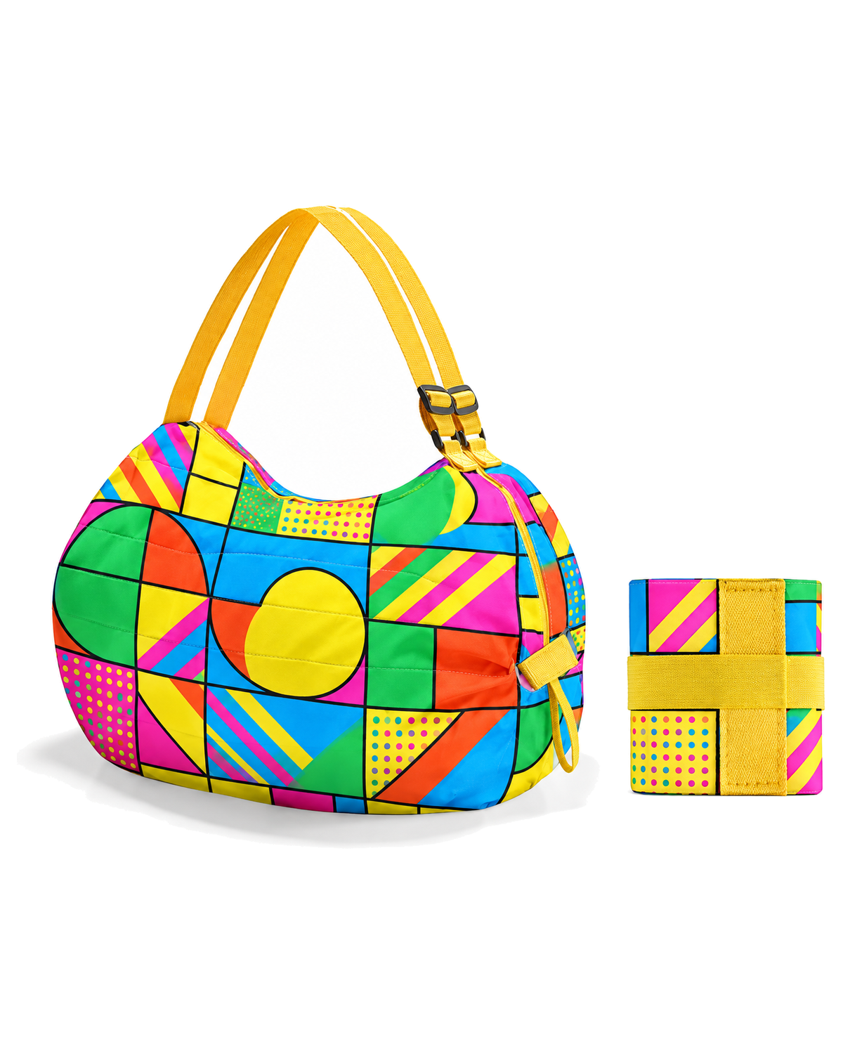 Custom Geometric Print Packable Shoulder Bag Manufacturer