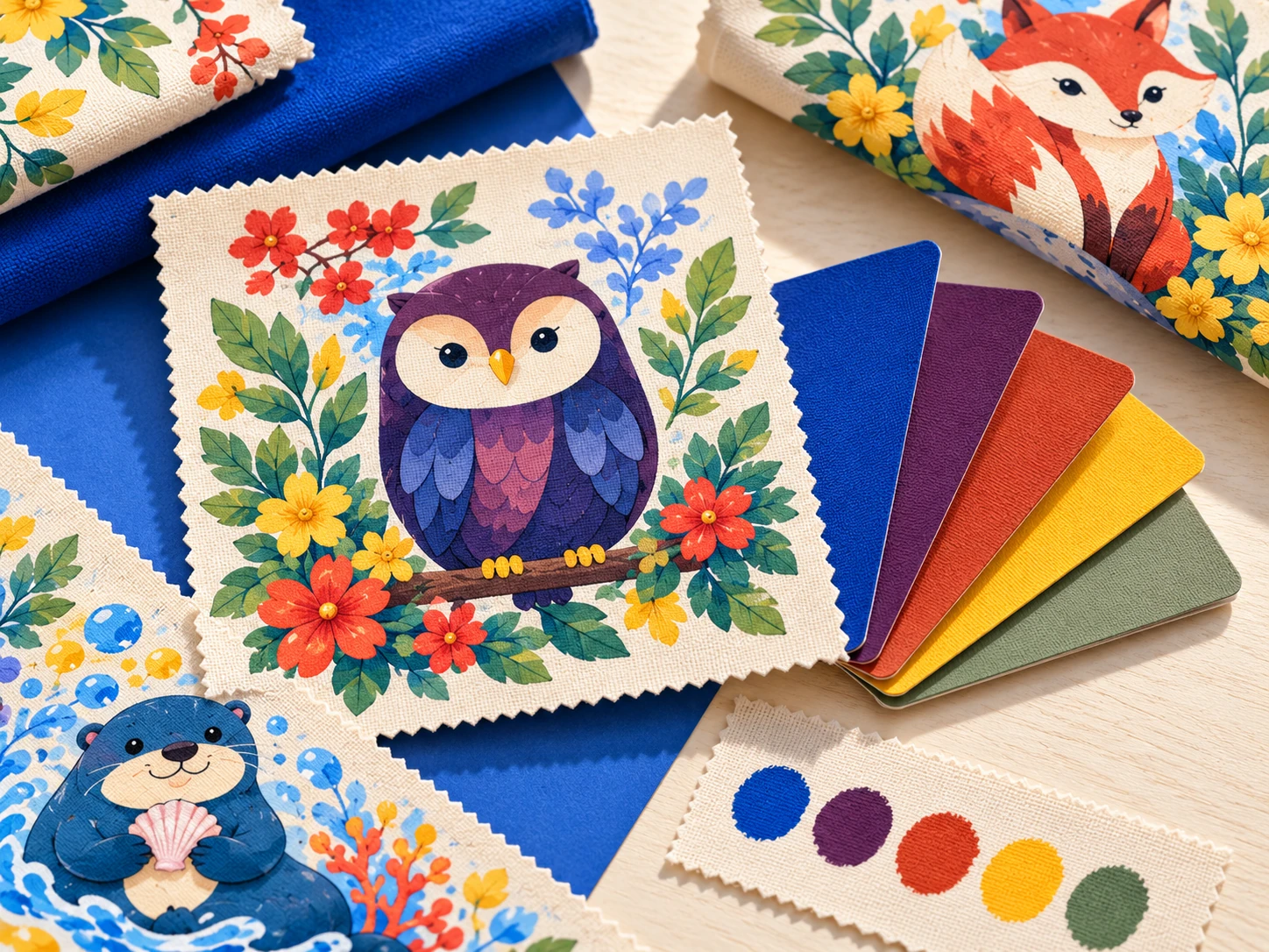 Illustrative colour reference review for woodland bag artwork