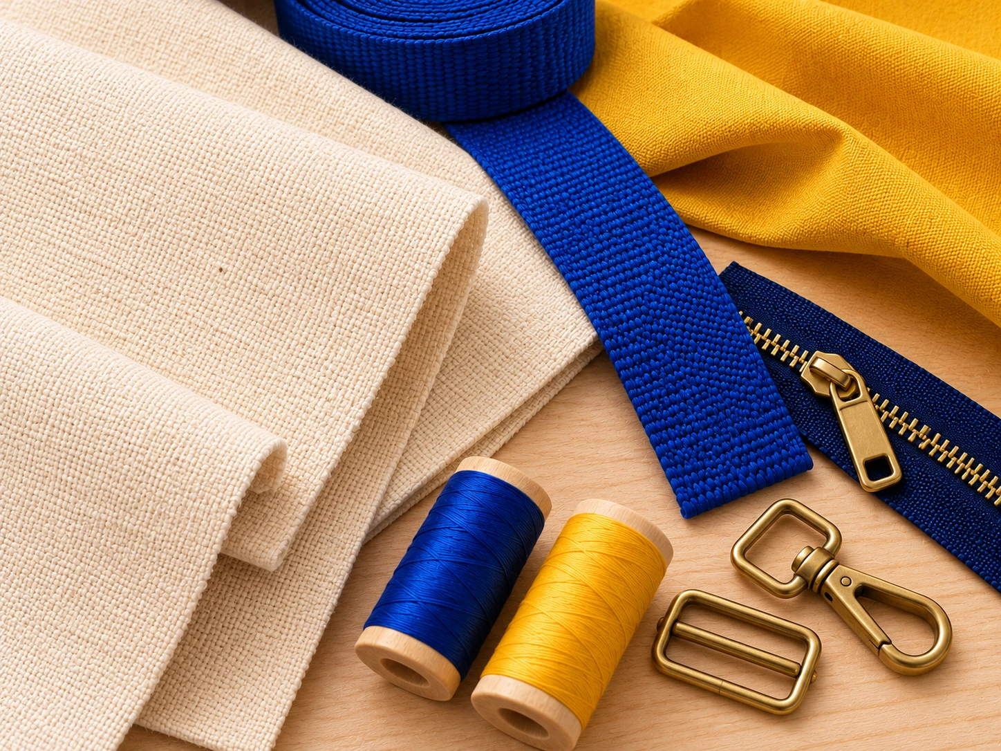 Illustrative woodland collection fabric and trim selection