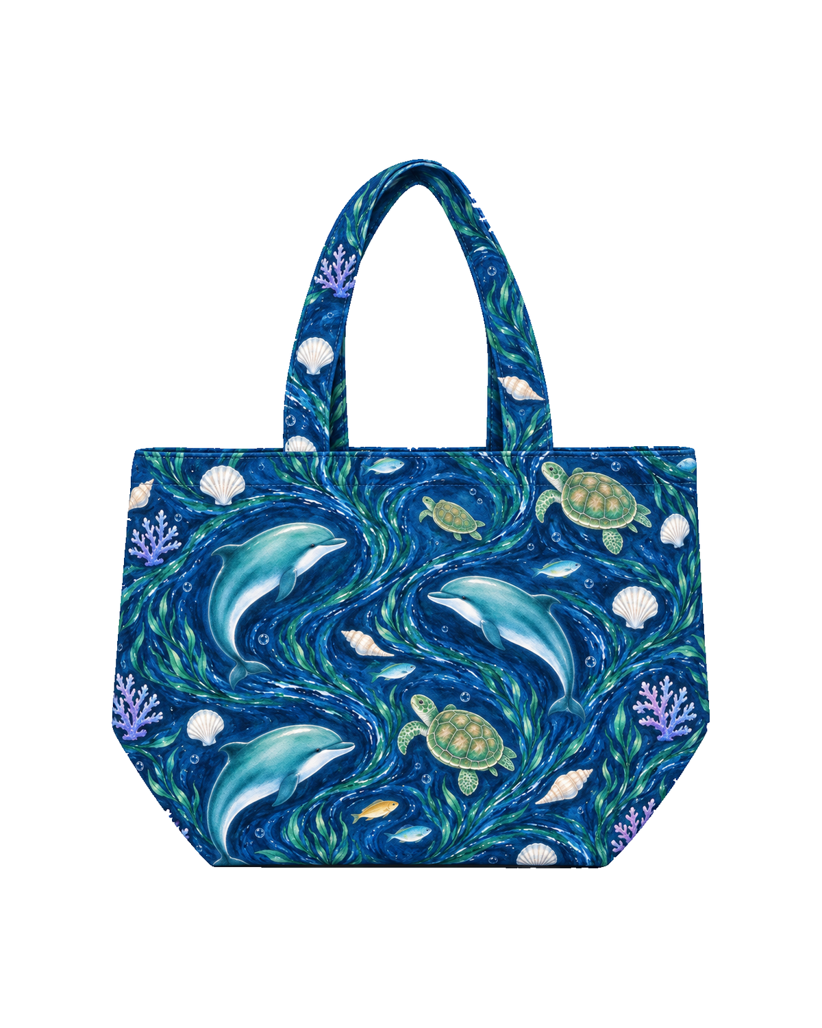 Custom Ocean Dolphin Curved Canvas Tote Bag Manufacturer