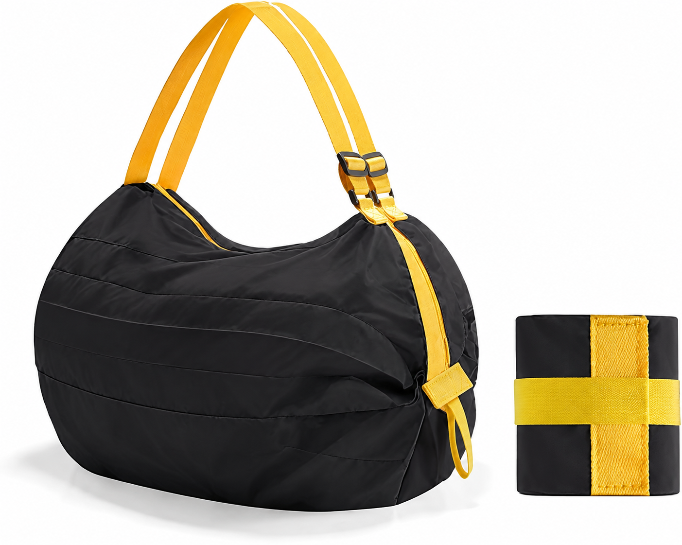 Custom Solid Black Packable Shoulder Bag Manufacturer